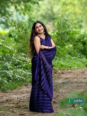 SILVER STRIPED GEORGET SAREE