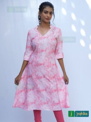 PRINTED LINEN SATIN KURTA