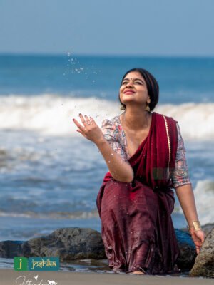 MAROON COLOR SAREE EMBELLISHED WITH GOLDEN LACE