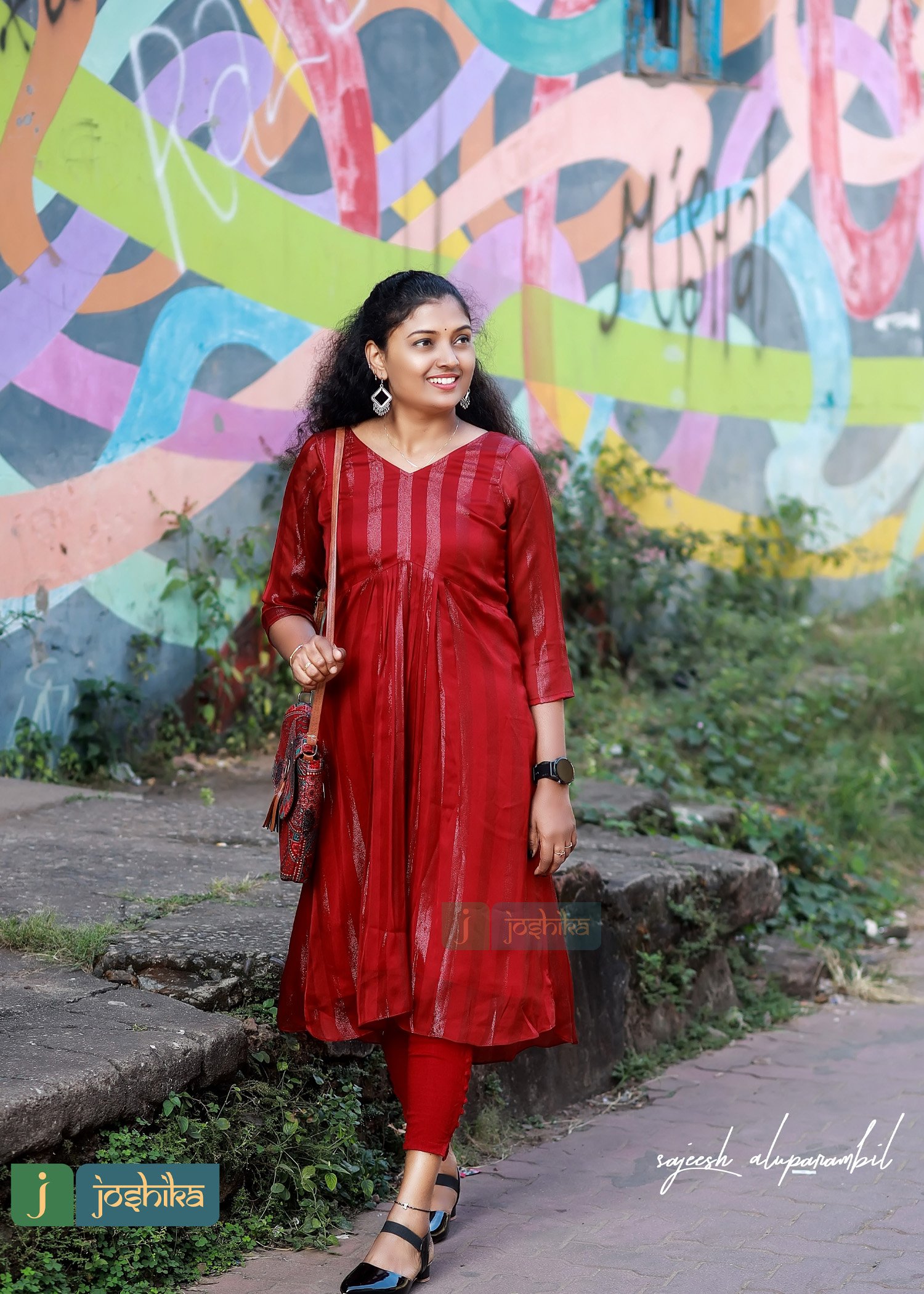 PLEATED MAROON RED GEORGET KURTA - Image 5