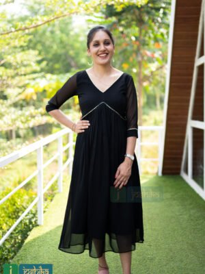BLACK COLOR ALIYA CUT KURTA