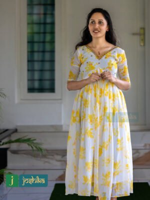 EMBROIDERED PRINTED GEORGETTE KURTA