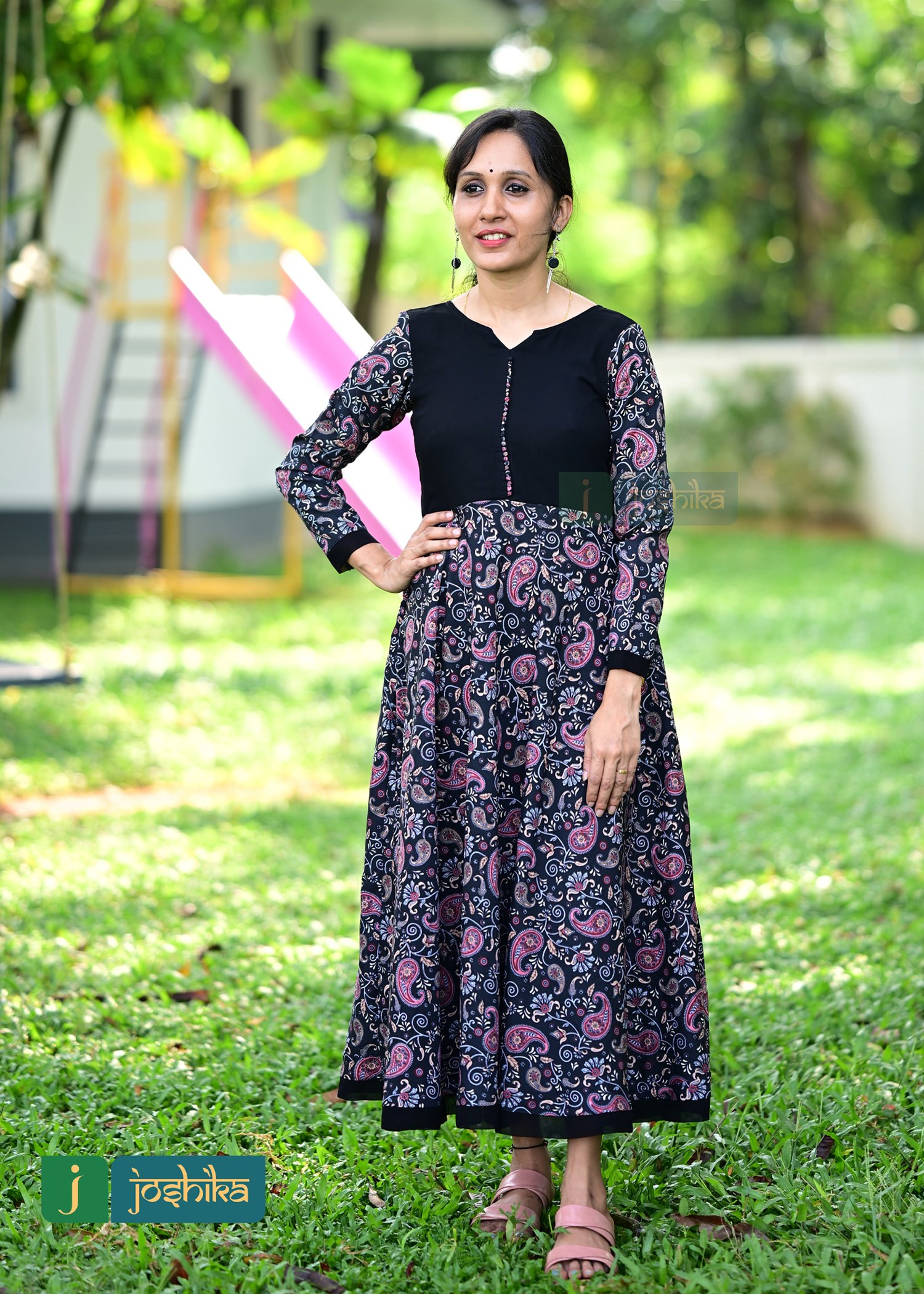 PRINTED CRAPE ALINE KURTA - Image 3