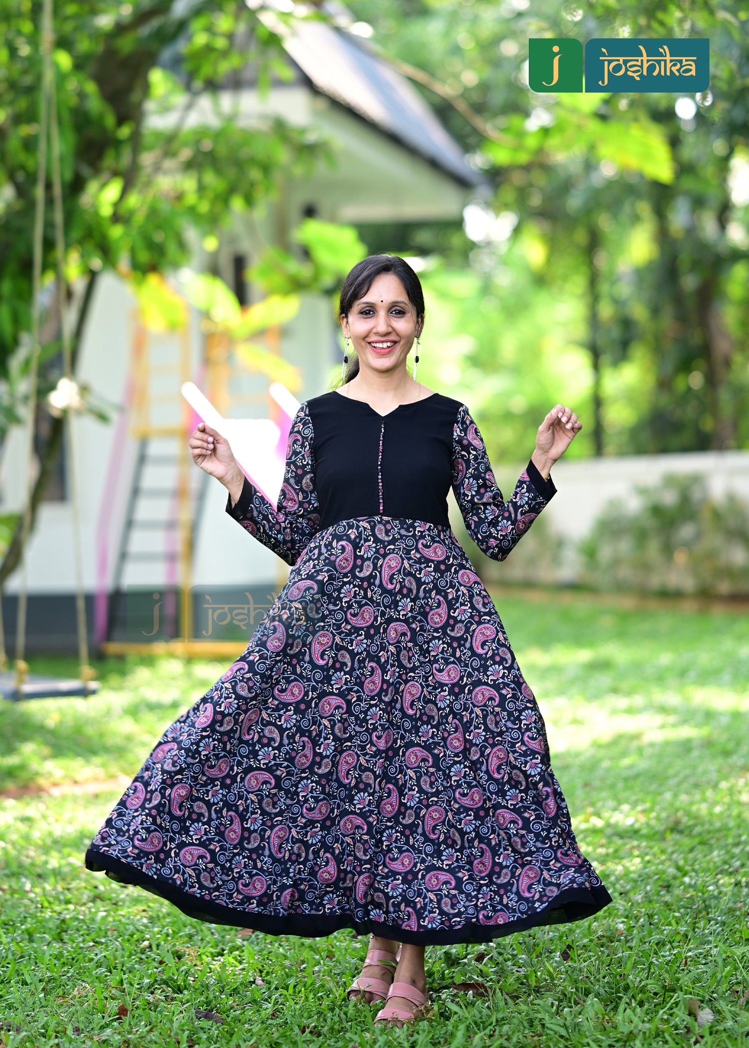 PRINTED CRAPE ALINE KURTA