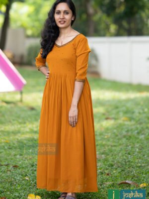 HAND EMBROIDERED PLEATED KURTA