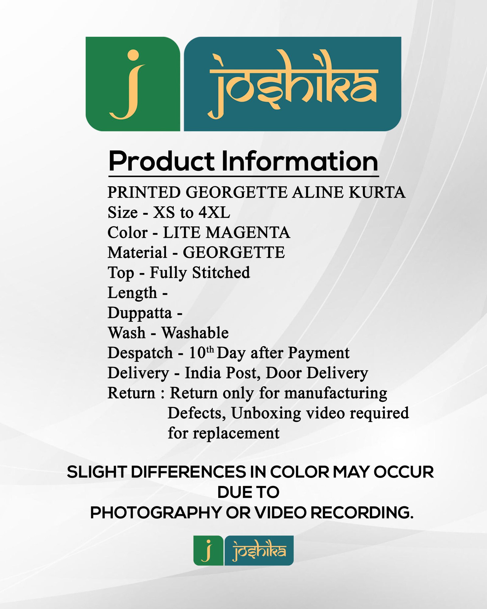 PRINTED GEORGETTE ALINE KURTA - Image 5