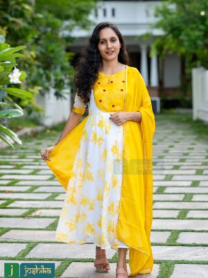 PRINTED GEORGETTE EMBROIDERED ANARKALI KURTA WITH DUPATTA