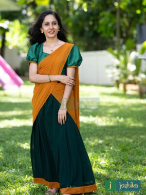 TRADITOINAL DAVANI SET WITH EMBROIDERED PUFF SLEEVES