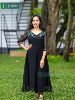 FLORAL EMBROIDERED ALINE KURTA