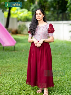 SELF EMBROIDERY ORGANZA YOKE GEORGETTE KURTA