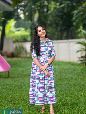 VIBRANT GEOMETRIC PRINT COTTON FROCK