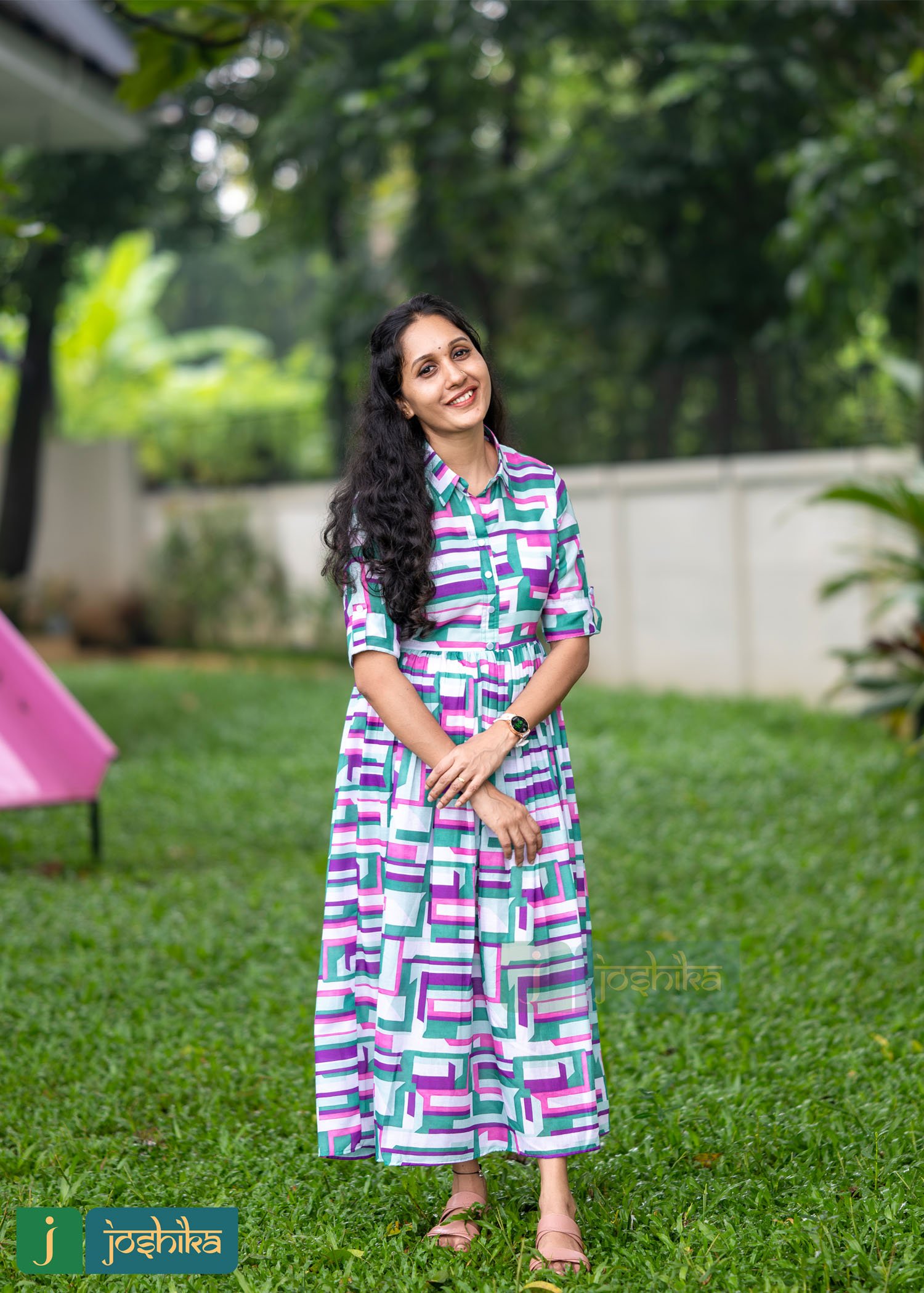 VIBRANT GEOMETRIC PRINT COTTON FROCK