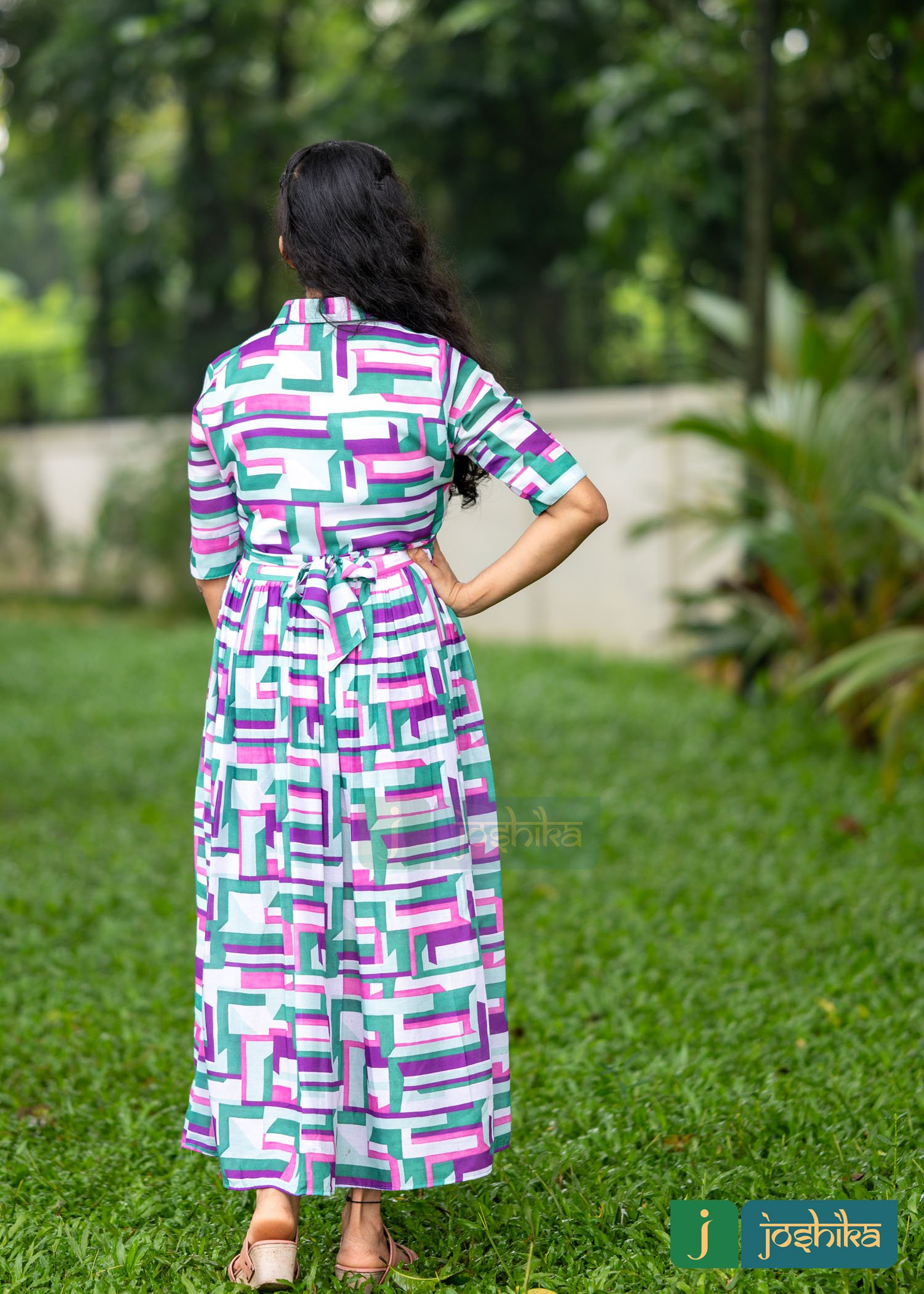 VIBRANT GEOMETRIC PRINT COTTON FROCK - Image 3