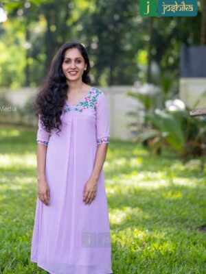 ALINE KURTA WITH EMBROIDERED YOKE DESIGN