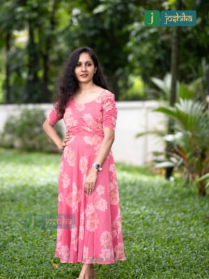 PRINTED GEORGETTE UMBRELLA KURTA WITH GATHERED YOKE