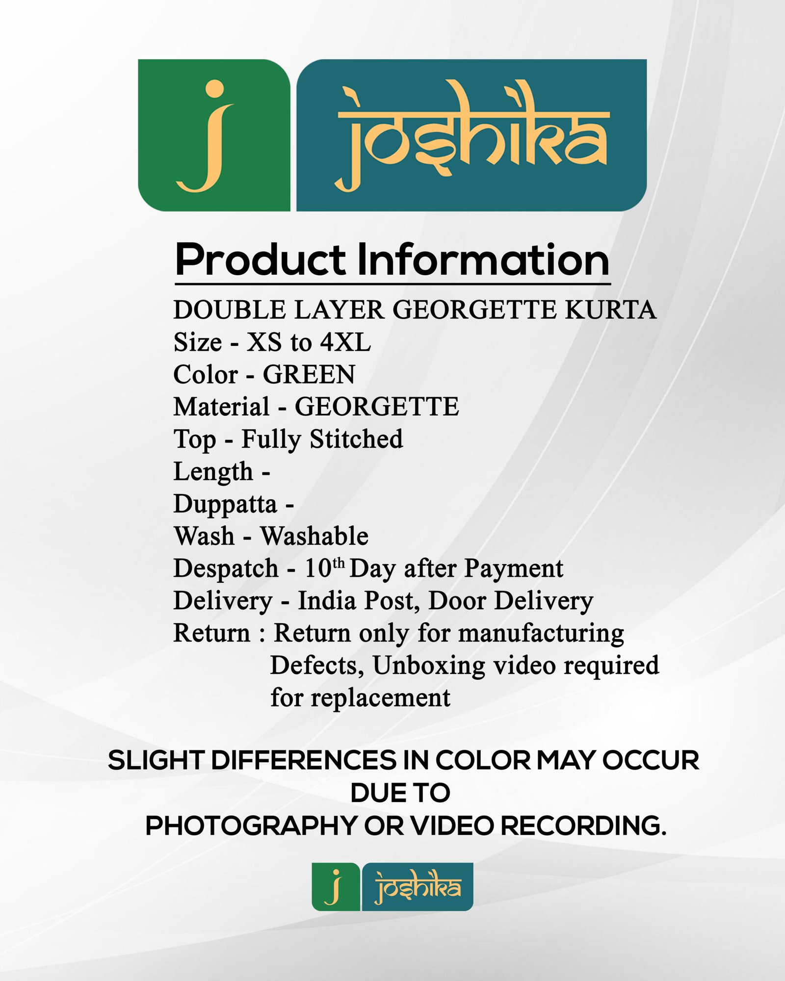 EMBROIDERED DOUBLE LAYER GEORGETTE KURTA - Image 6