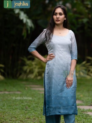 SELF EMBROIDERED SHADED SLITTED KURTA SET