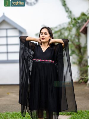 FLORAL EMBROIDERED BLACK COLOR KAFTAN