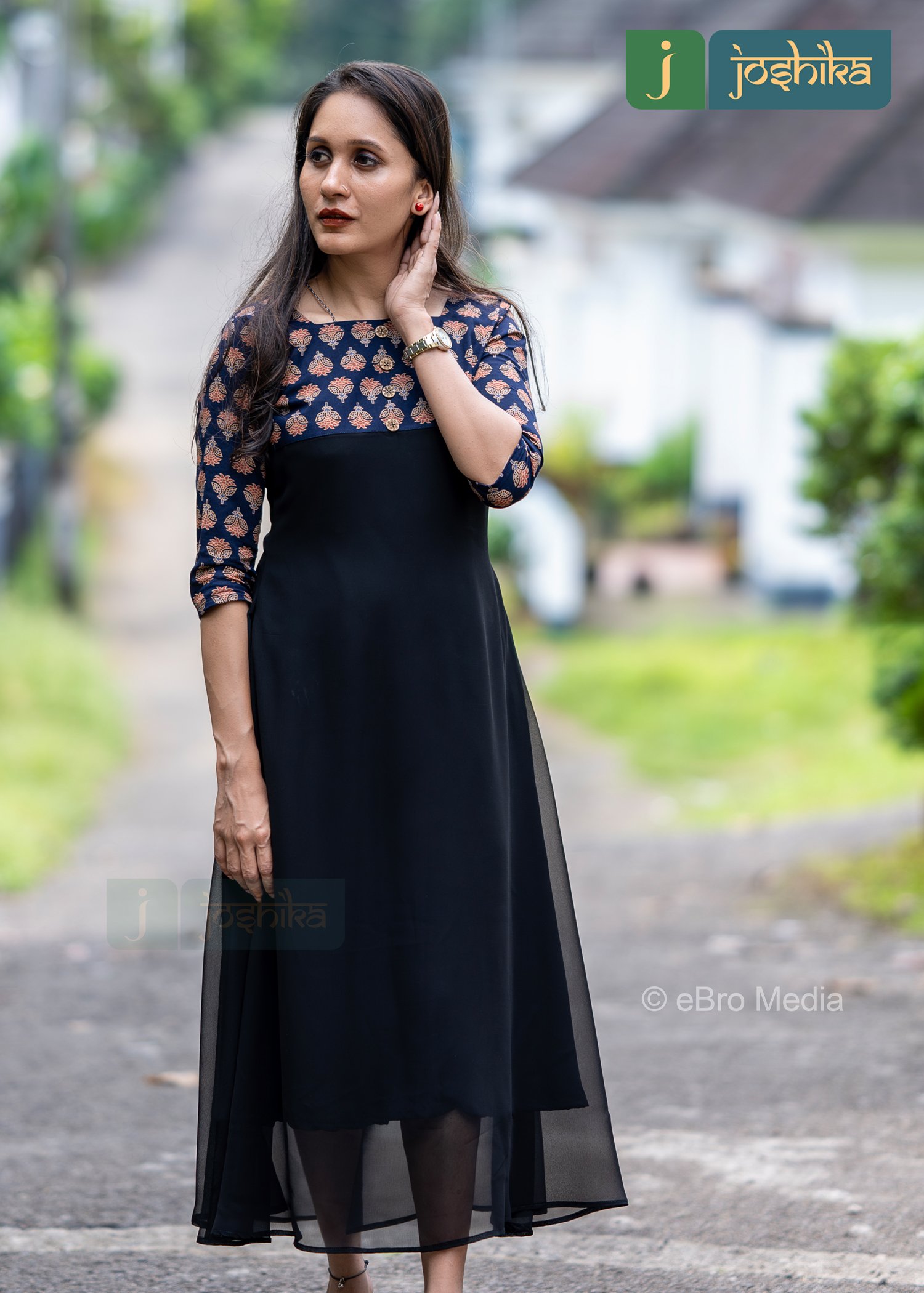 A-LINE KURTA WITH AJRAKH YOKE