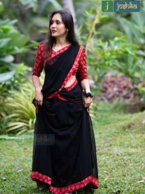 BLACK AND RED INDIAN TRADITIONAL DAVANI SET
