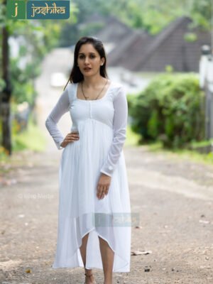 WHITE COLOR GEORGETTE HIGH-LOW KURTA