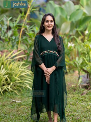 FLORAL EMBROIDERED GREEN KAFTAN