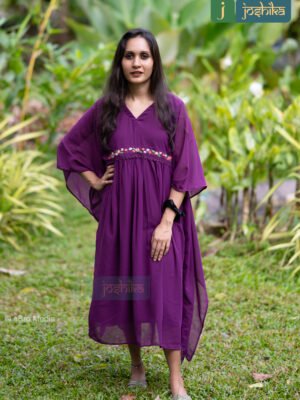 FLORAL EMBROIDERED PURPLE KAFTAN