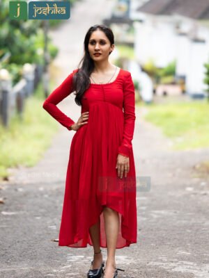 RED COLOR GEORGETTE HIGH-LOW KURTA