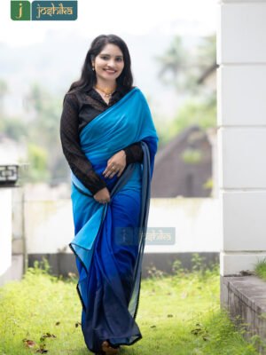 BLUE AND BLACK SHADED SAREE
