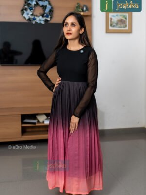 ELEGANT OMBRE DRESS-BLACK TO PEACH GRADIENT