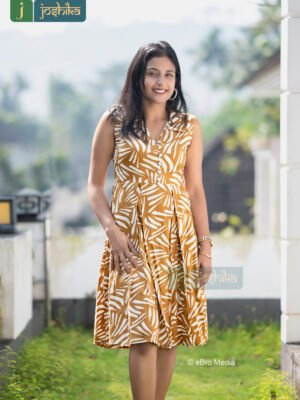 TRENDY SLEEVLESS COTTON FROCK WITH BOX PLEATE