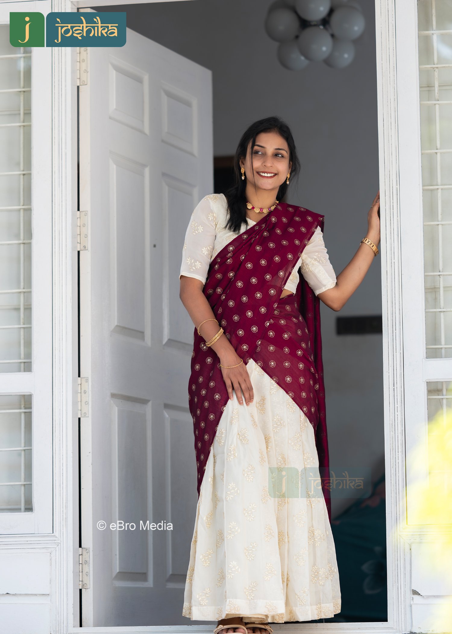 TIMELESS ETHNIC CREAM AND MAROON DAVANI ENSEMBLE