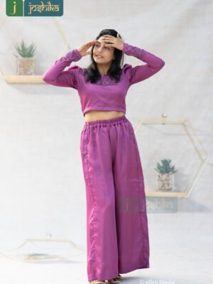 FESTIVE MODAL SATIN CO-ORD SET-CROPTOP AND PALAZZO