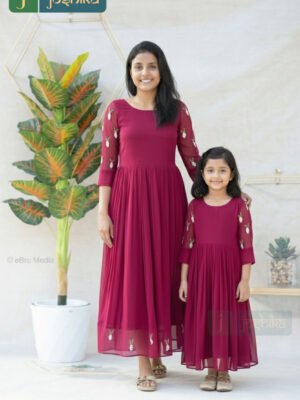 VIBRANT RANI PINK GEORGETTE MATCHING SET