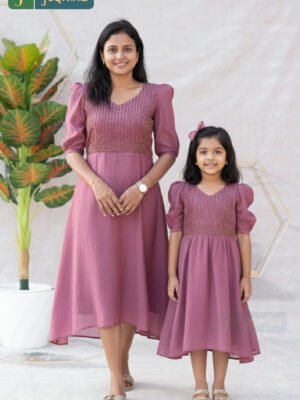 GRACEFUL HIBISCUS OCCASION WEAR FOR MOM & DAUGHTER