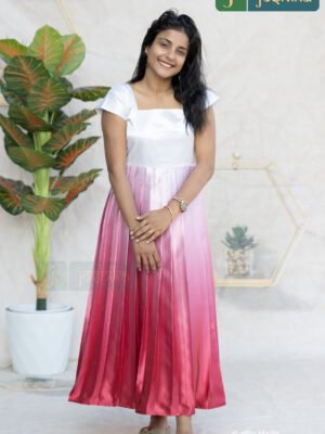 TWILIGHT BLUSH PLEATED SATIN DRESS