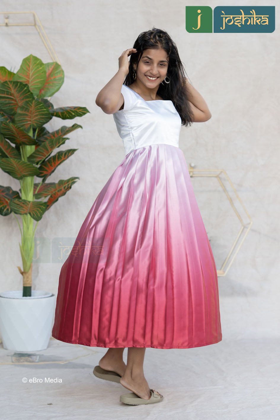 TWILIGHT BLUSH PLEATED SATIN DRESS - Image 3