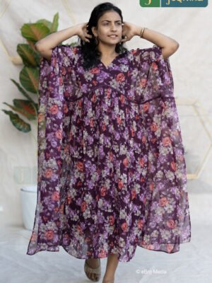 VINTAGE BLOOM PRINTED KAFTAN DRESS