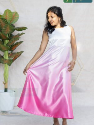 BLUSH OMBRE SATIN MAXI DRESS - CLOSE NECK ELEGANCE