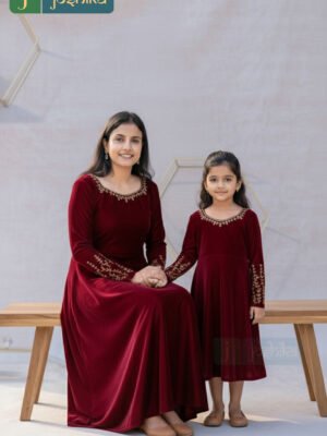 RED VELVET MOTHER- DAUGHTER COMBO DRESS