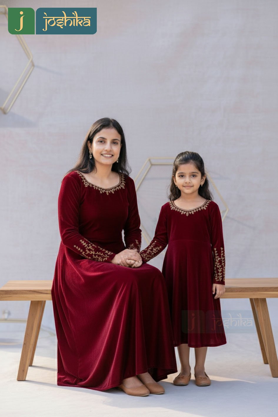 RED VELVET MOTHER- DAUGHTER COMBO DRESS