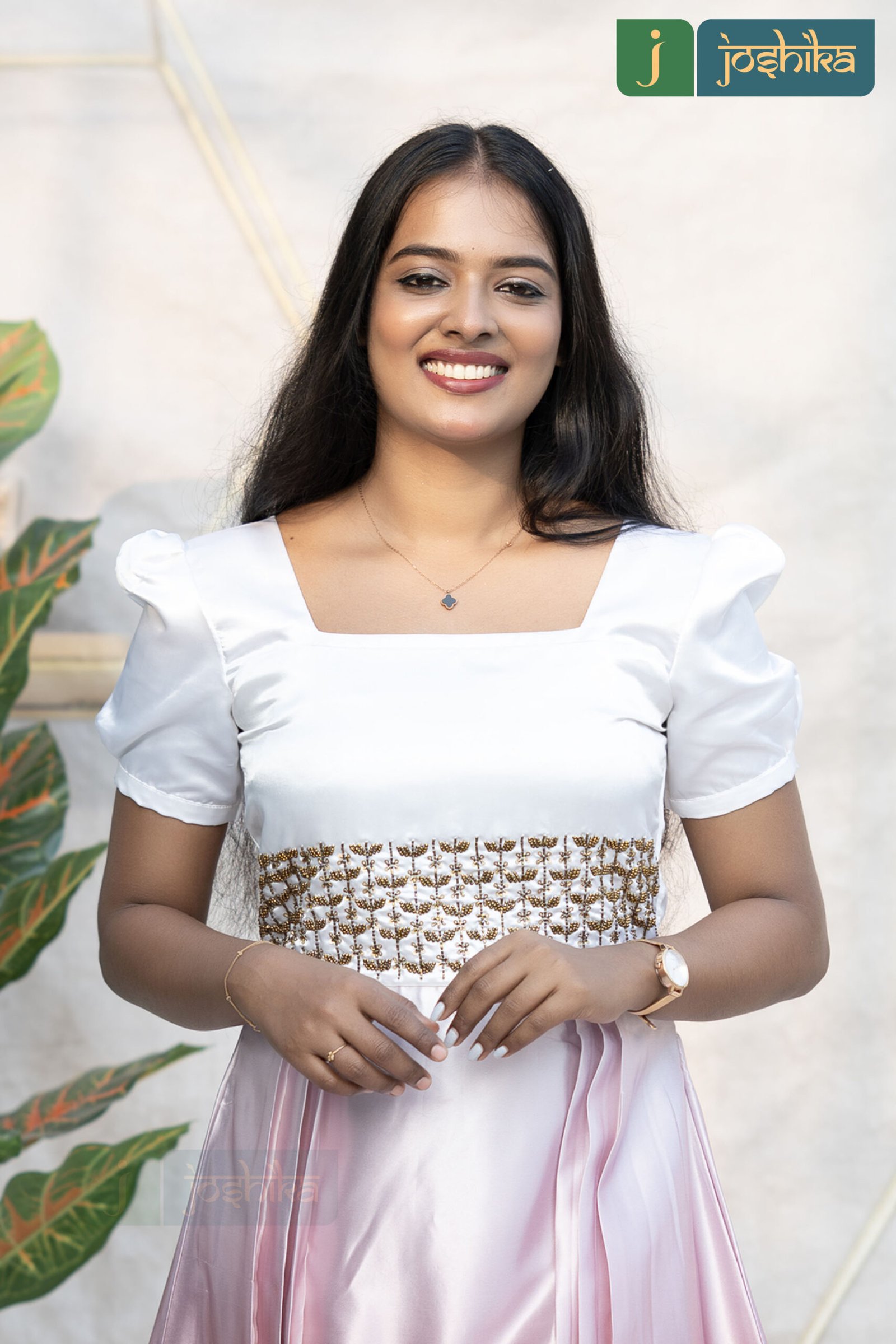 HAND EMBROIDERED OMBRE DRESS WITH PUFF SLEEVE - Image 3