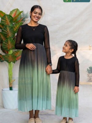 DREAMY OMBRE PLEATED MATCHING DRESS