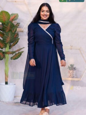 GRACEFUL NAVY BLUE FESTIVE ANARKALI DRESS