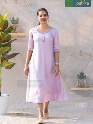 PASTEL A-LINE KURTA WITH HANDCRAFTED EMBROIDERED DETAILING