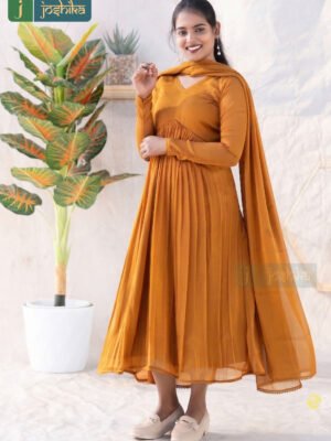 ELEGANT GEORGETTE ALIYACUT KURTA WITH DUPATTA AND LACE DETAIL