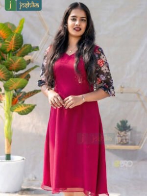 RANIPINK A-LINE FROCK WITH PRINTED BALLOON SLEEVES