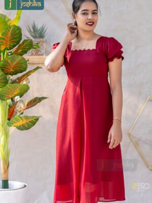 SILKY GEORGETTE FROCK KURTA WITH INVERTED PLEAT DETAIL
