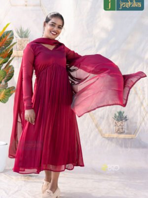 FLOWING SILKY GEORGETTE ALIYACUT KURTA WITH GRACEFUL DUPATTA