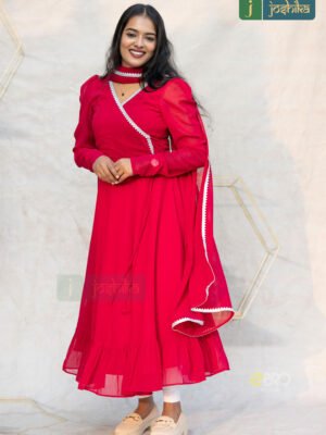 EID SPECIAL RANI PINK ANARKALI DRESS WITH DUPATTA